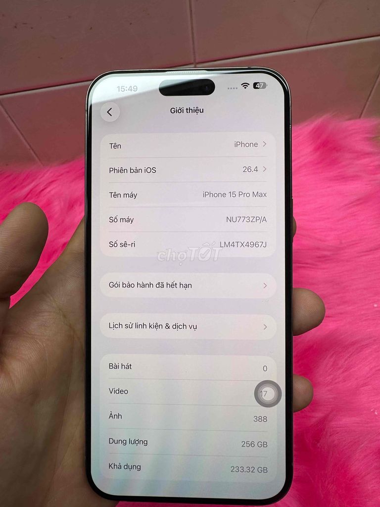 iPhone 15 Pro Max 256GB Tự nhiên. Mua bán Điện thoại tại Quận 10 Tp Hồ Chí Minh được đăng bởi Táo Hí hình 1