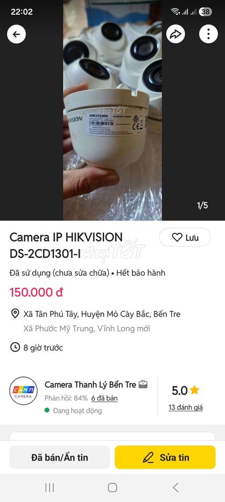 Camera IP HIKVISION DS-2CD1301-I. Mua bán Máy ảnh, Máy quay tại Huyện Mỏ Cày Bắc Bến Tre được đăng bởi Thanh Lý Tháo Dỡ Văn Phòng Tận Nơi hình 1