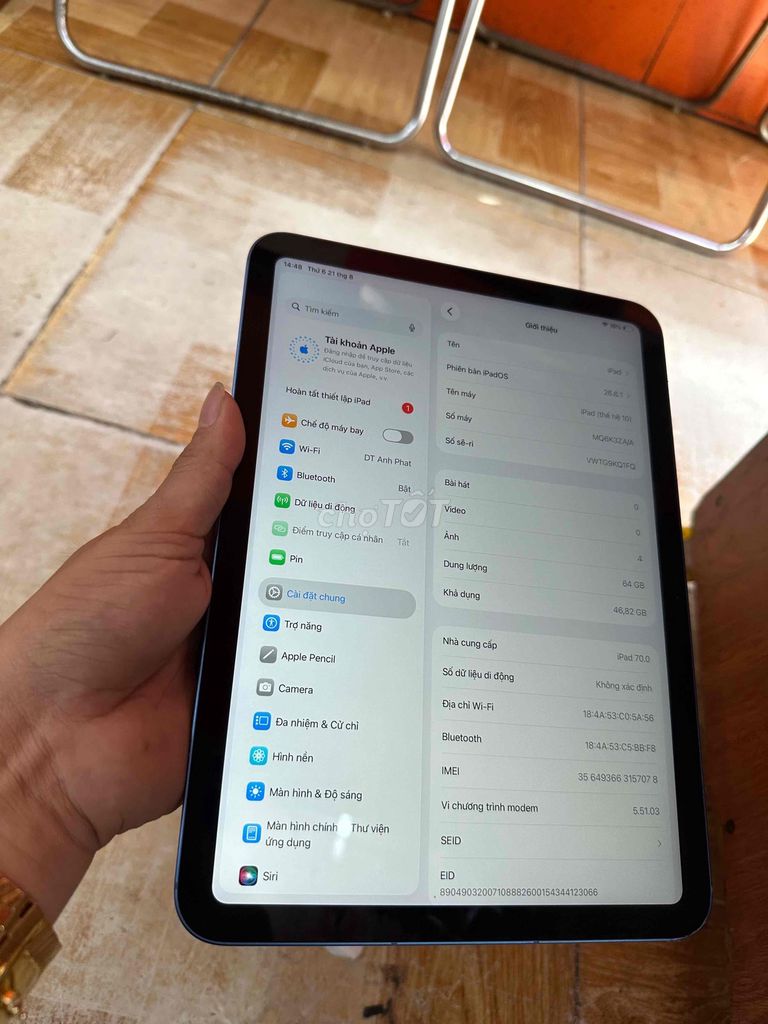 Apple iPad (thế hệ 10) 64GB Xanh . Wifi + 5G. Mua bán Máy tính bảng tại Quận Tân Phú Tp Hồ Chí Minh được đăng bởi LKĐT Anh Phát hình 1