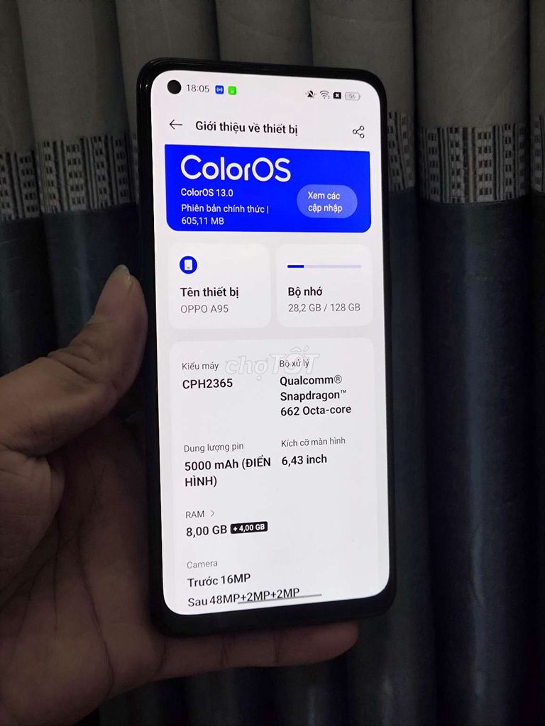 Oppo A95, màn zin full vân tay, main zin đẹp. Mua bán Điện thoại tại Quận 8 Tp Hồ Chí Minh được đăng bởi Thanh  Thanh  hình 1