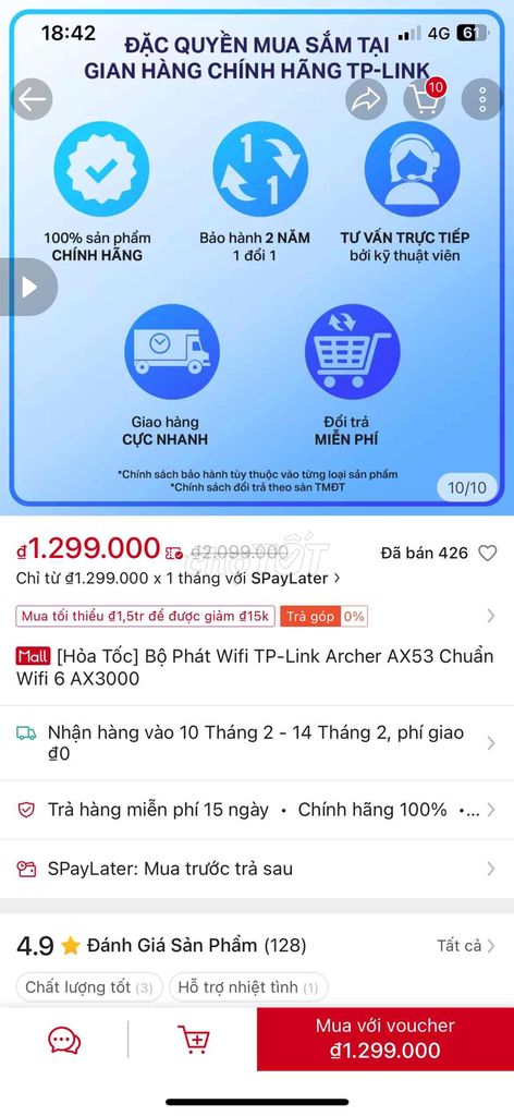 Cục kích wifi Tp-Link AX3000