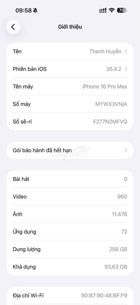 Apple iPhone 16 Pro Max 256GB VNA full box. Mua bán Điện thoại tại Quận Hai Bà Trưng Hà Nội được đăng bởi Thanh Tung hình 1