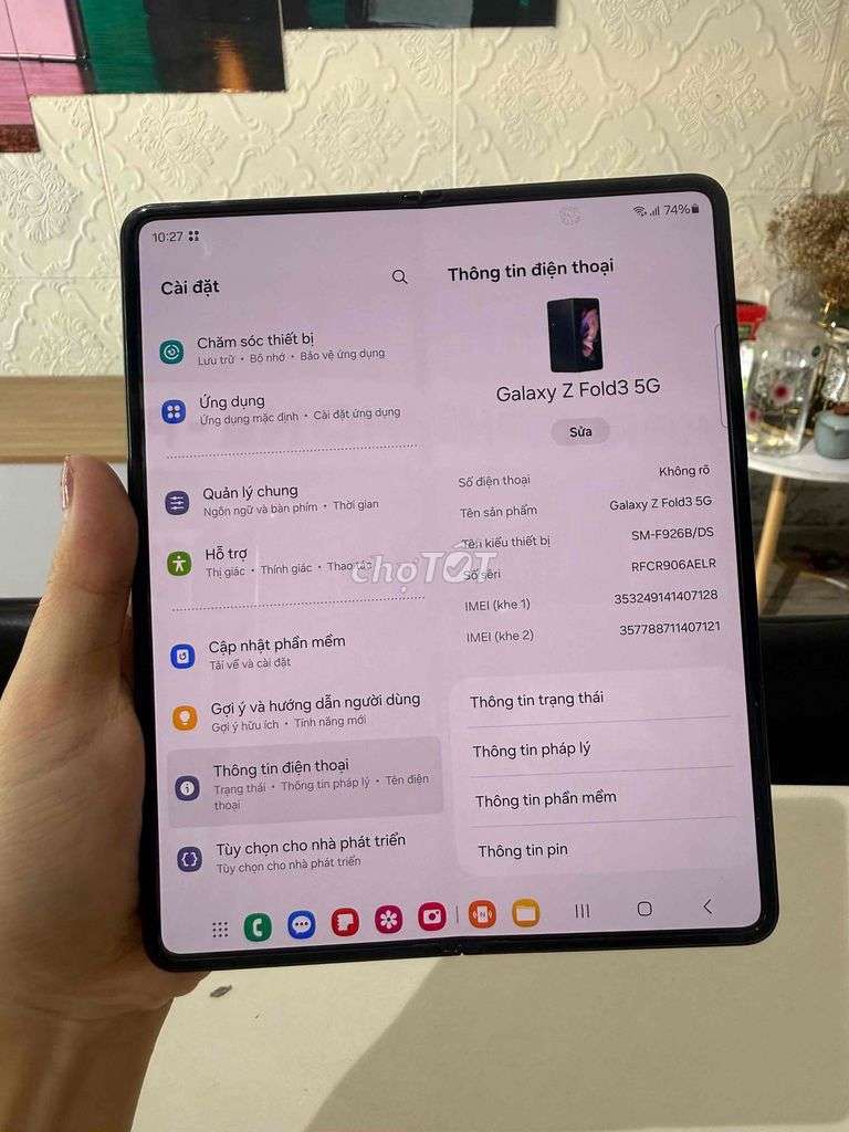 Samsung Galaxy Z Fold3 5G Đen Màn hình gập. Mua bán Điện thoại tại Huyện Mê Linh Hà Nội được đăng bởi Lương văn lục hình 1