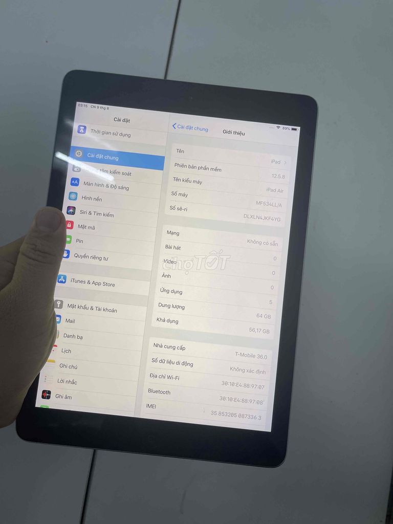 iPad Air 1 64GB cos 4G icloud sạch reset thoải mái. Mua bán Máy tính bảng tại Quận 8 Tp Hồ Chí Minh được đăng bởi điện thoại giá rẻ  hình 1