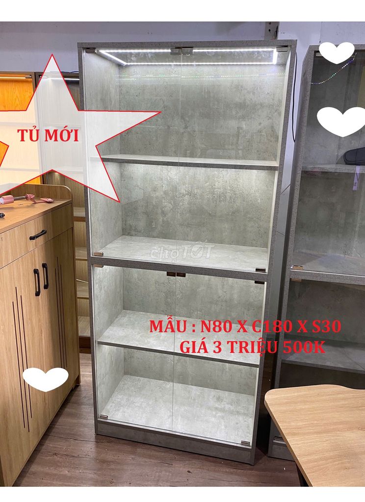 TỦ TRƯNG BÀY SÂU 35CM VÁN XI MĂNG LED CHỮ NHẬT. Mua bán Tủ, kệ gia đình tại Quận Gò Vấp Tp Hồ Chí Minh được đăng bởi CHUYÊN NỘI THẤT ĐÓNG TẠI XƯỞNG TÂN BÌNH  hình 1