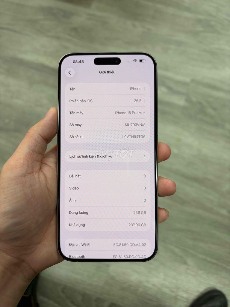 iPhone 15 Pro Max 256GB Titan VN/A Pin 78% Nguyên. Mua bán Điện thoại tại Quận Hà Đông Hà Nội được đăng bởi Vuong Duy Truong hình 1