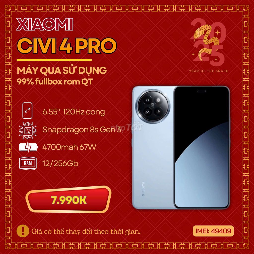 🏆XIAOMI CIVI 4 PRO FULLBOX ĐÃ UNLOCK