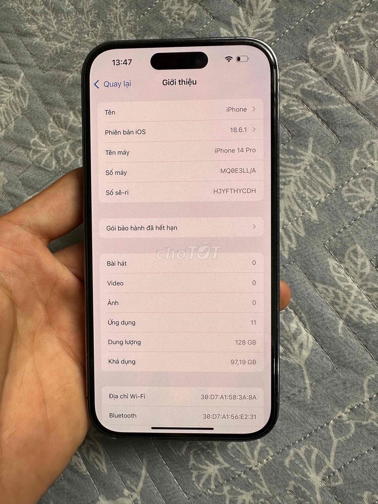 Apple iPhone 14 Pro 128GB. Mua bán Điện thoại tại Huyện Hoài Đức Hà Nội được đăng bởi Quang Hùng hình 1