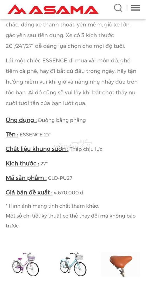 Xe đạp ASAMA ESSENCE 27 NEW 99%. Mua bán Xe đạp tại Quận Bắc Từ Liêm Hà Nội được đăng bởi Nguyen Phương hình 2