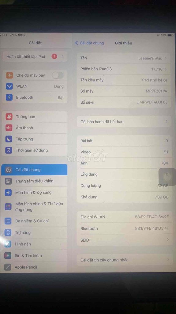 Apple iPad Gen 6 32GB Đen. Mua bán Máy tính bảng tại Quận Hải Châu Đà Nẵng được đăng bởi Văn Phúc hình 1