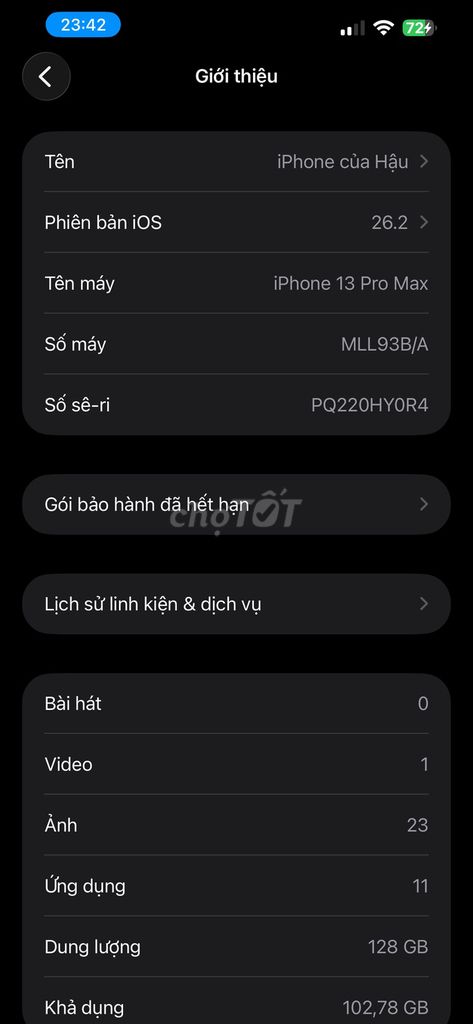 Apple iPhone 13 Pro Max 128GB Xanh Đã thay pin. Mua bán Điện thoại tại Quận 12 Tp Hồ Chí Minh được đăng bởi T.Q Hậu hình 1