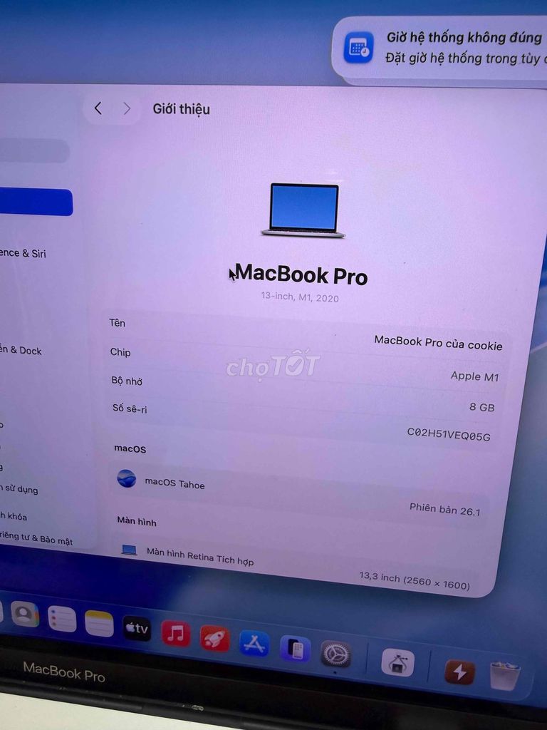 Apple MacBook Pro M1 8GB/256GB Bạc. Mua bán Laptop tại Thành phố Thủ Đức Tp Hồ Chí Minh được đăng bởi đỗ huy hình 1