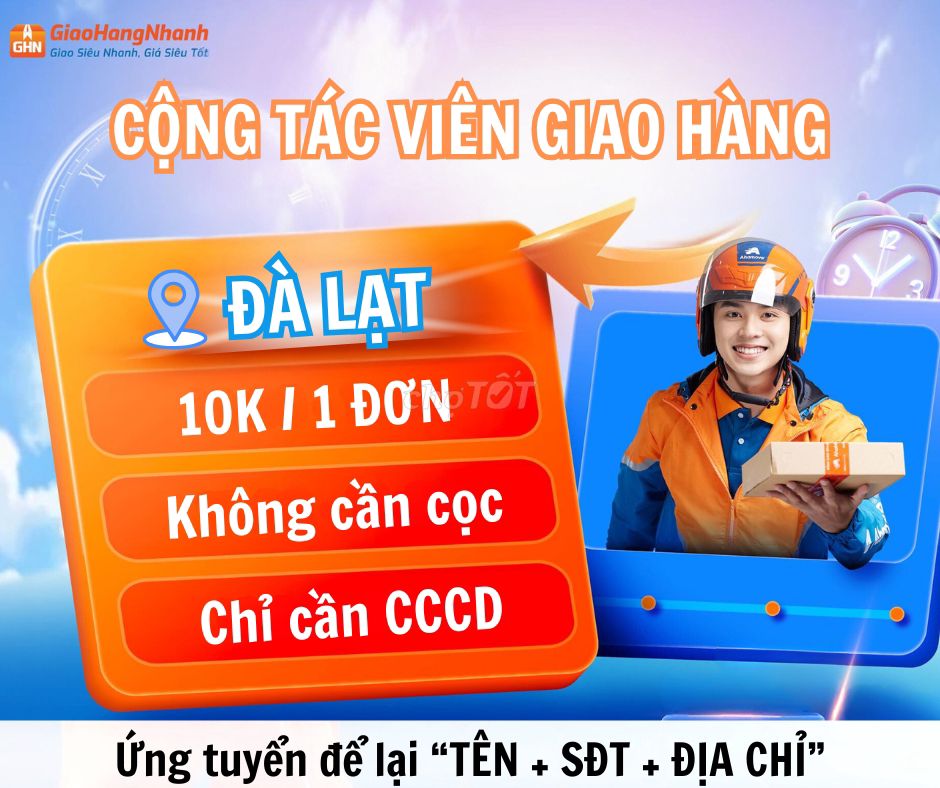 GHN ĐÀ LẠT TUYỂN CỘNG TÁC VIÊN (10K/ĐƠN)