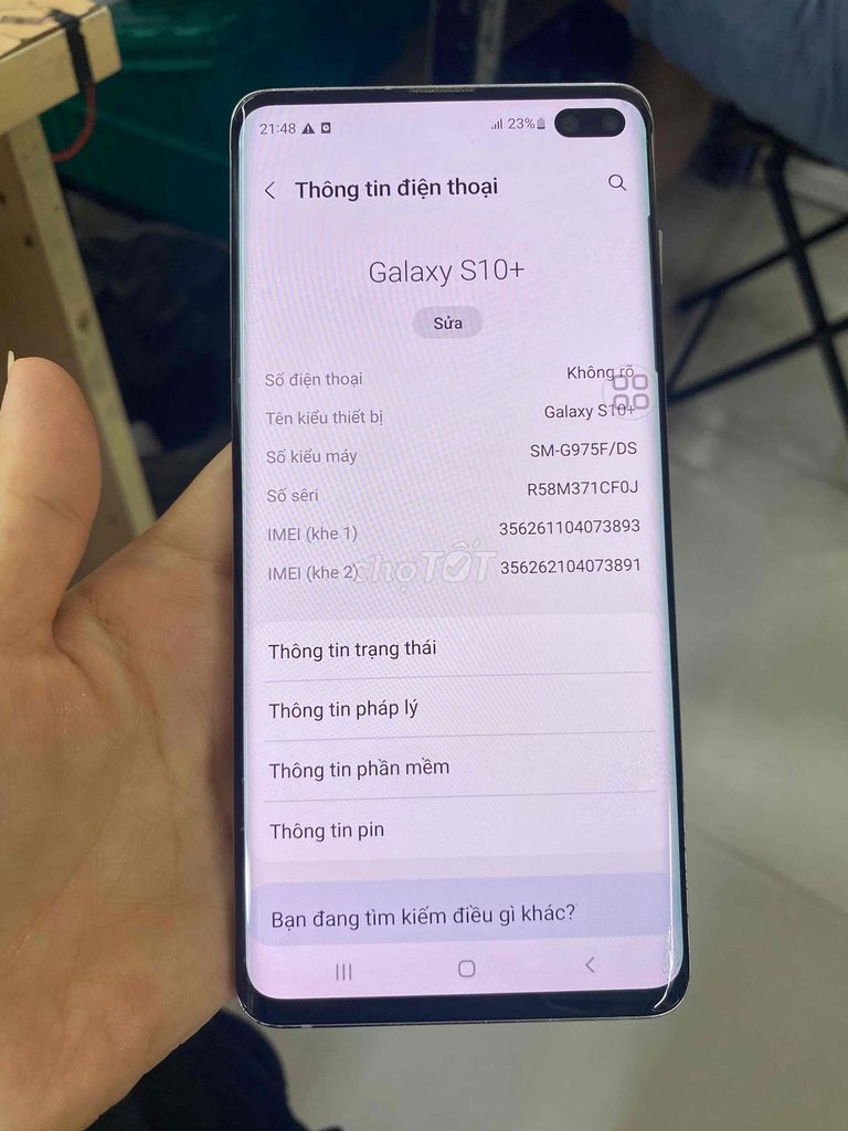 Samsung Galaxy S10+ 128GB Trắng. Mua bán Điện thoại tại Quận Tân Phú Tp Hồ Chí Minh được đăng bởi Minh Khang Sài gòn MoBILE hình 1