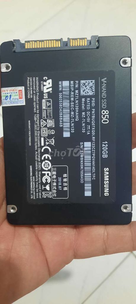 Ổ cứng SSD Samsung V-NAND SSD 850 120GB Đã sử dụng. Mua bán Linh kiện (RAM, Card...) tại Quận 12 Tp Hồ Chí Minh được đăng bởi Nội Thất Ngôi Nhà Xanh  hình 1