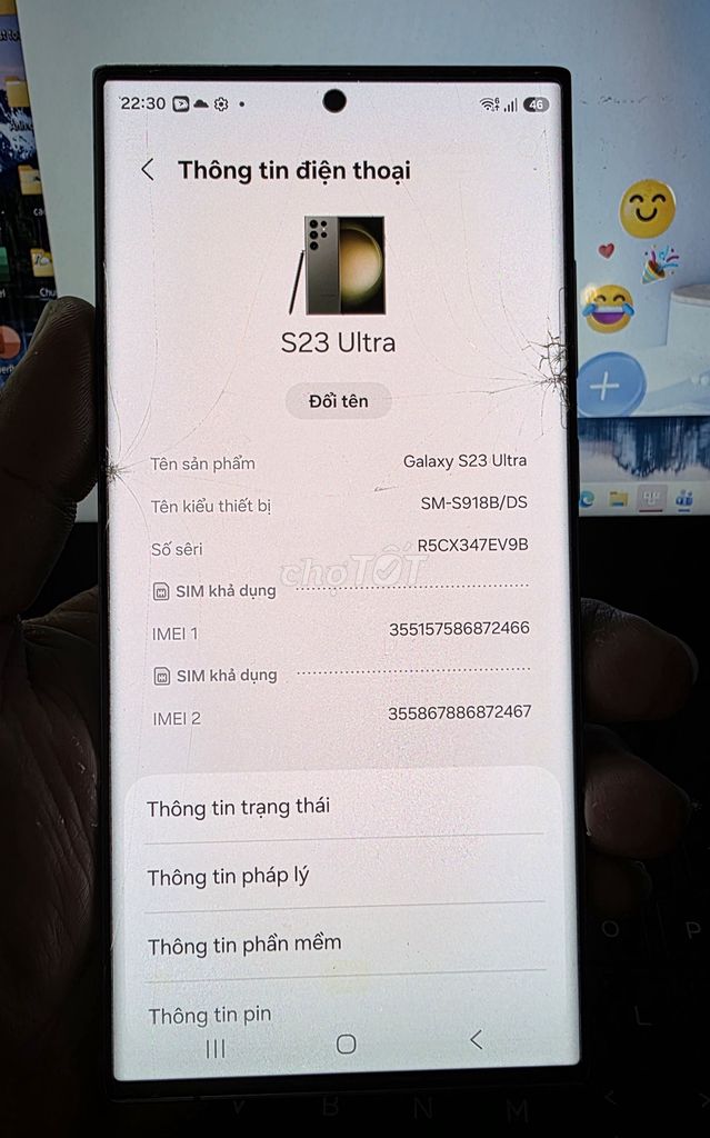 Samsung S23 Ultra 8GB/256GB Xanh Nứt kính màn. Mua bán Điện thoại tại Huyện Đất Đỏ Bà Rịa - Vũng Tàu được đăng bởi Bùi Hữu Phước hình 1