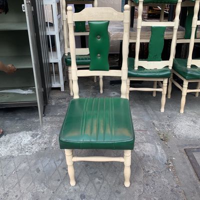 15 Ghế gỗ, ghế bàn ăn, ghế dựa mặt nệm bọc da xanh