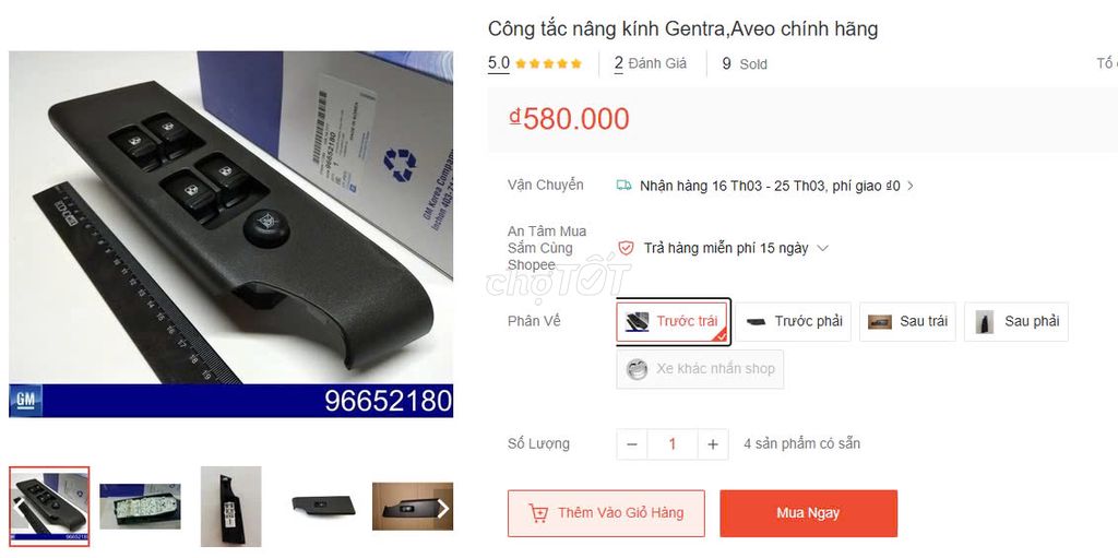 Công tắc nâng kính Gentra,Aveo chính hãng(590k