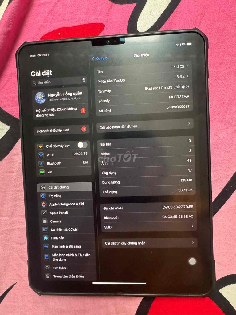 Apple iPad Pro M1 128GB Bạc zin k 1 vết sước sát. Mua bán Máy tính bảng tại Quận Thanh Xuân Hà Nội được đăng bởi Mayon hình 1