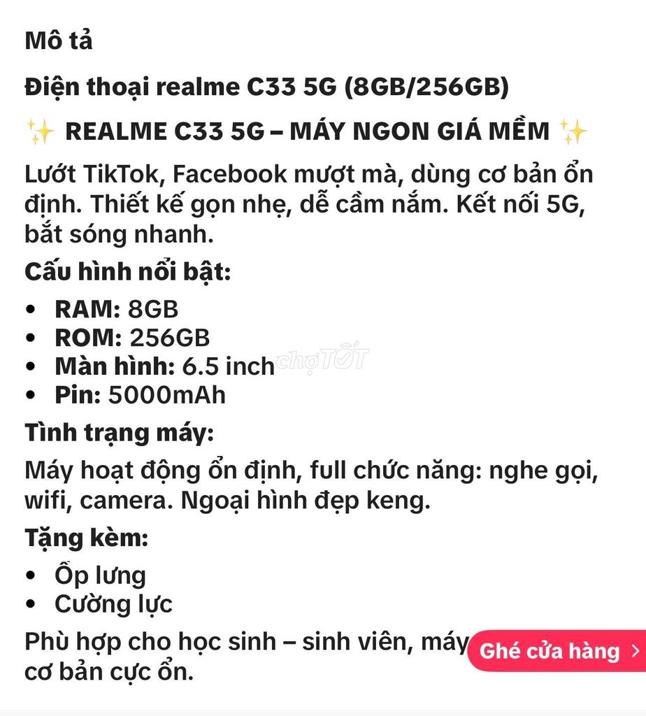 Realme C33 5G 8GB/256GB Xanh, Đen, Vàng. Mua bán Điện thoại tại Quận 5 Tp Hồ Chí Minh được đăng bởi Hội Đồ Điện Tử hình 1