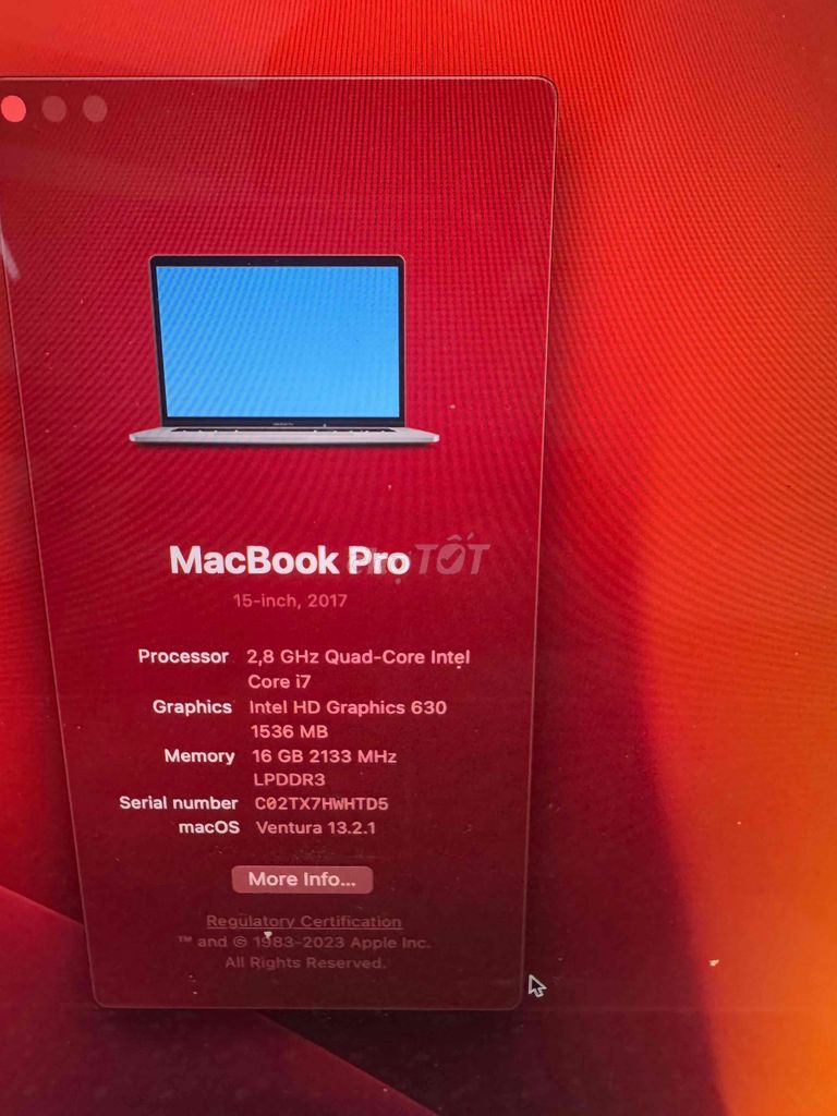 macbook pro 2017 15Inch 16G/256G