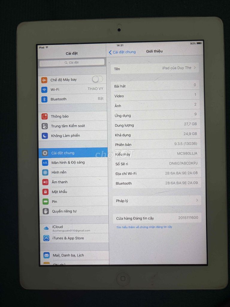 Apple iPad 2. Mua bán Máy tính bảng tại Quận Tân Phú Tp Hồ Chí Minh được đăng bởi Nguyễn Duy Thế hình 1