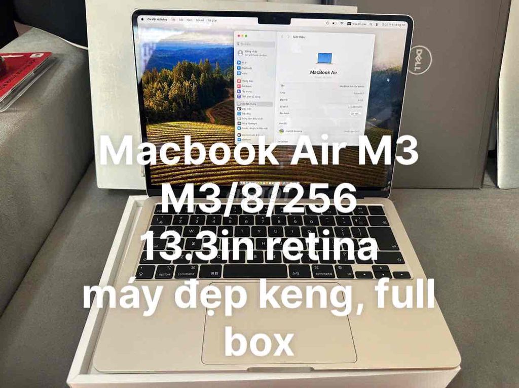 Macbook Air M3 Cpu M3 Ram 8gh ssd 256gh màn 13.3in