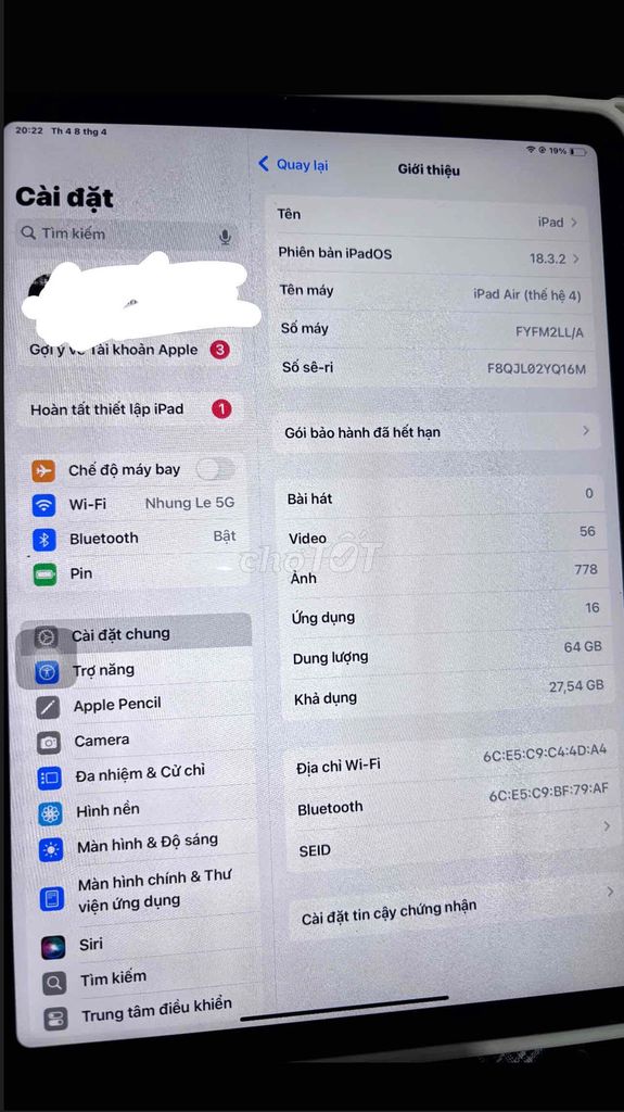 Apple iPad Air 4 64GB Xám. Mua bán Máy tính bảng tại Thành phố Thuận An Bình Dương được đăng bởi Anh Thư hình 1