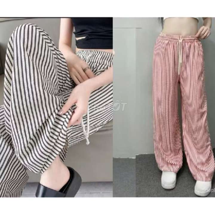 Quần kẻ sọc đỏ ống suông rộng nữ chất đũi . Mua bán Quần áo tại Thành phố Hà Tiên Kiên Giang được đăng bởi Minh Ngọc hình 1
