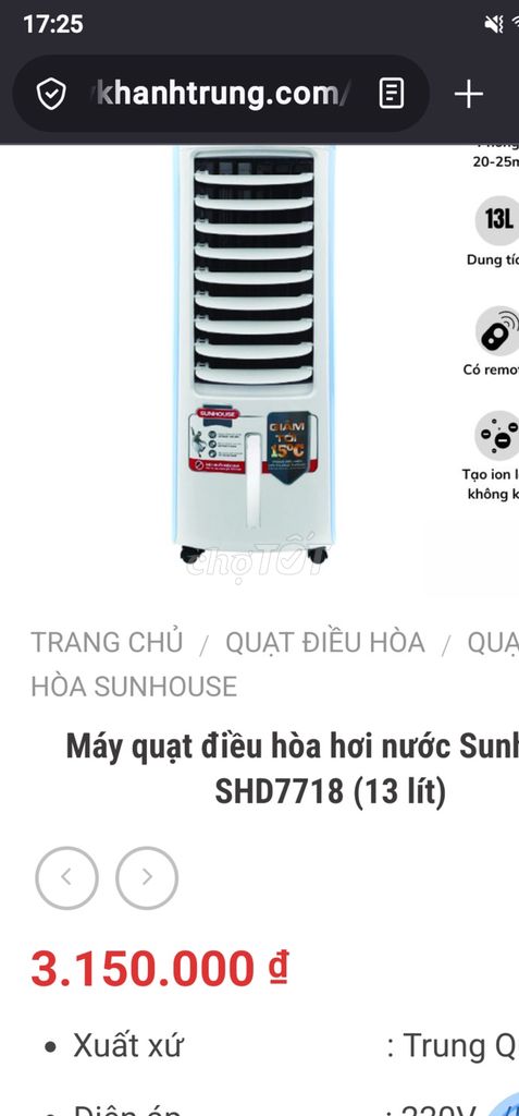 Quạt hơi nước Sunhouse có ship. Mua bán Quạt tại Quận 12 Tp Hồ Chí Minh được đăng bởi phong hình 1