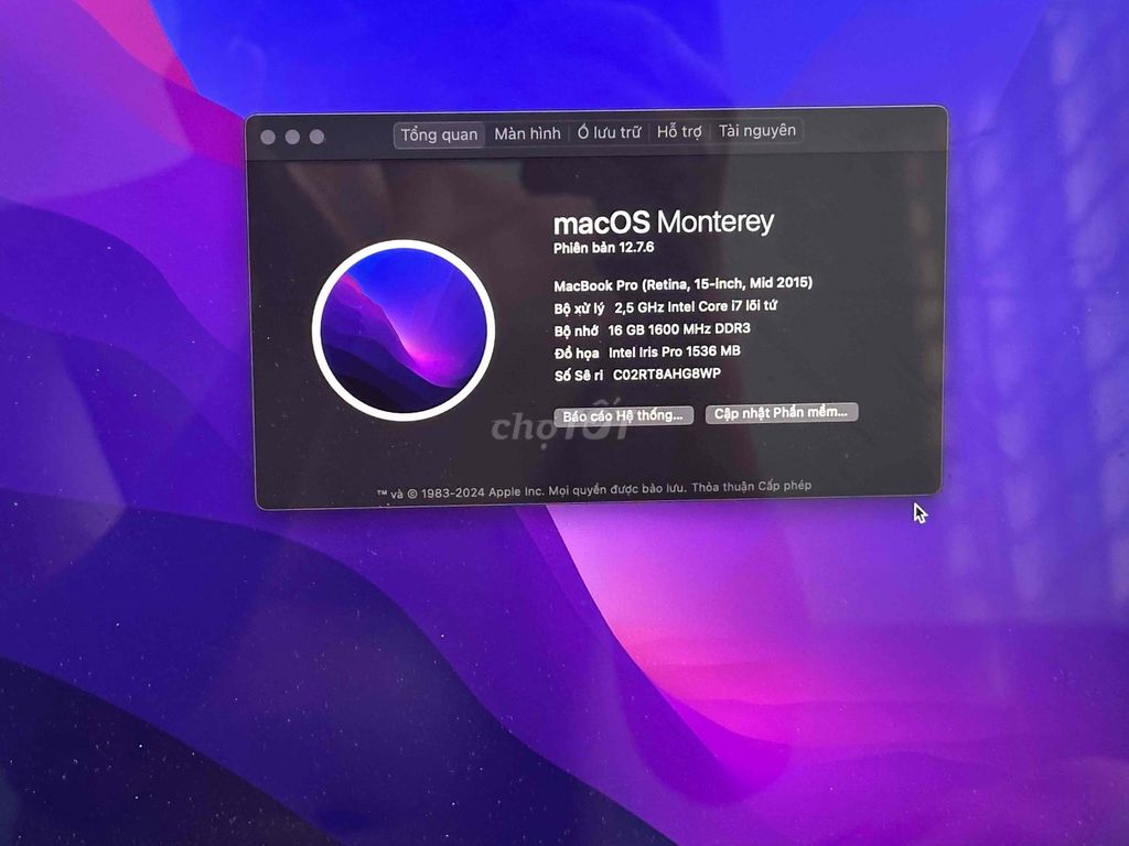 Apple MacBook Pro i7 15 inch 16GB. Mua bán Laptop tại Thành phố Bến Tre Bến Tre được đăng bởi Nguyễn V hình 1