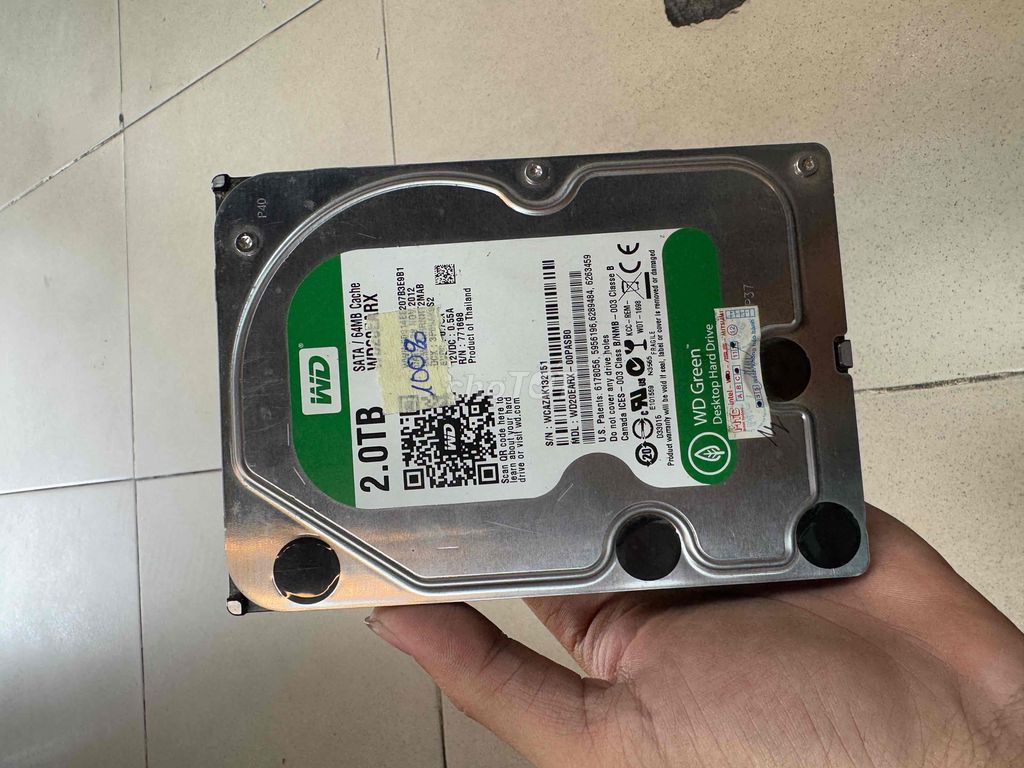 Ổ CỨNG WD GREEN 2TB ĐẸP ZIN NGUYÊN BẢN SỨC KHOẺ OK