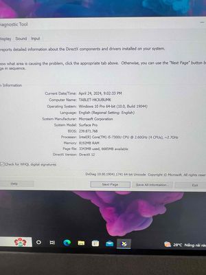 Surface Pro 5 i5/8/256 gb lỗi cảm ứng thanh lý