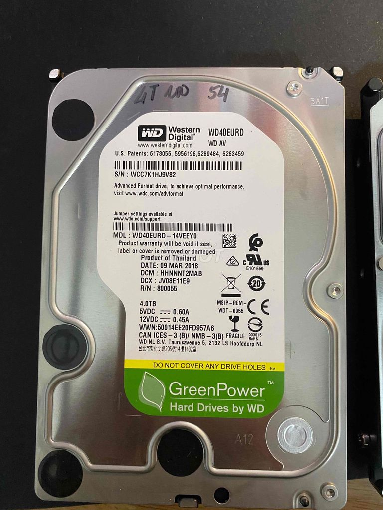 Ổ cứng Western Digital WD40EURD 4TB. Mua bán Linh kiện (RAM, Card...) tại Huyện Trà Ôn Vĩnh Long được đăng bởi maximura hình 1