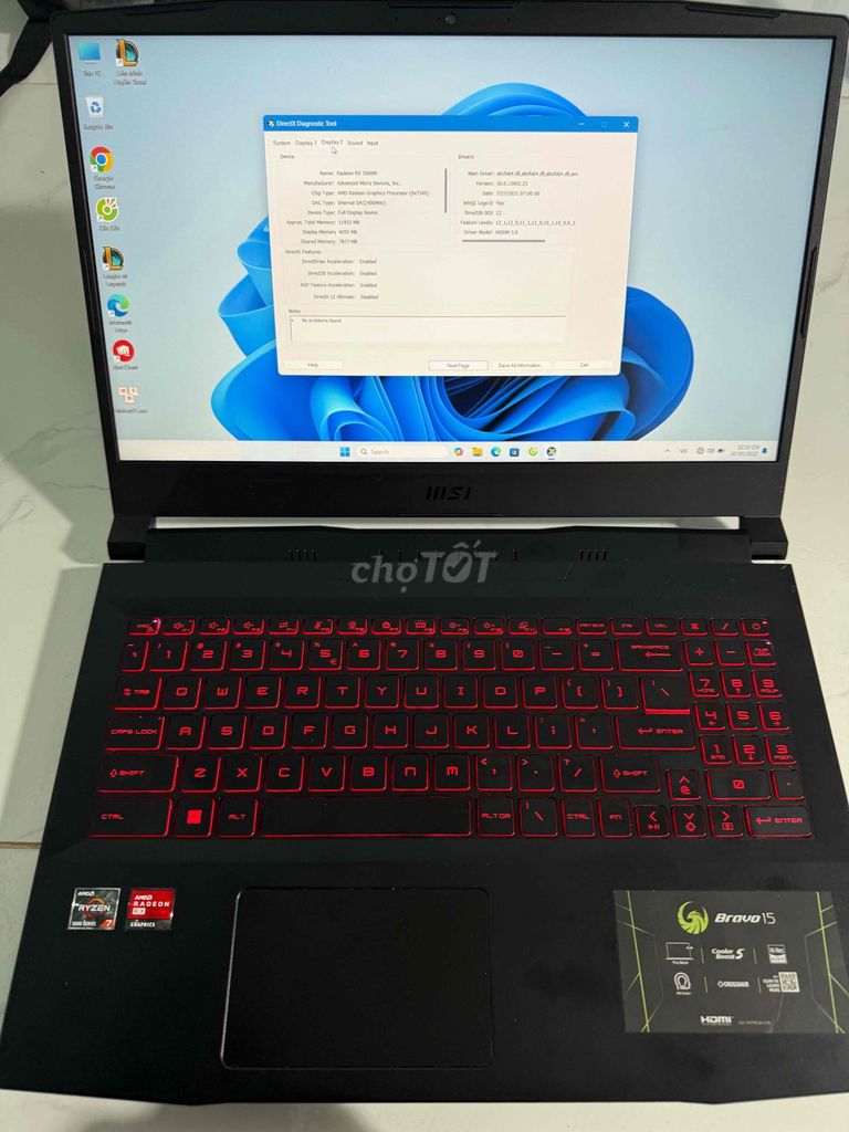 MSI R7-5800H 16CPU RAM 16G RX5500M game mượt