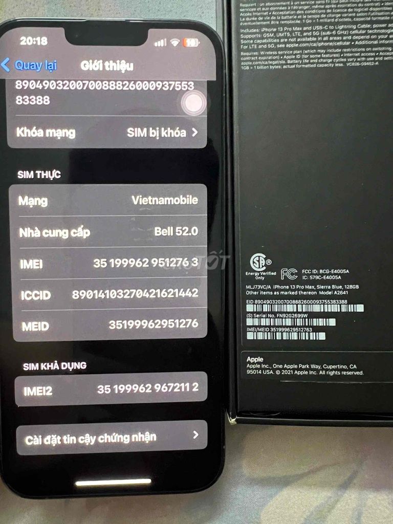 Iphone 13 Pro Max 128Gb Lock. Mua bán Điện thoại tại Quận Gò Vấp Tp Hồ Chí Minh được đăng bởi Nguyễn Ngọc Hoàng Đạt hình 1