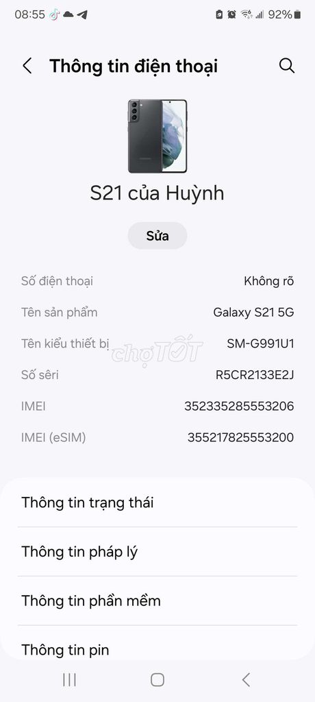 SAMSUNG S21 GAM 8/128 2SIM PIN BAO TRÂU. Mua bán Điện thoại tại Quận Cái Răng Cần Thơ được đăng bởi hoàng khôi hình 3
