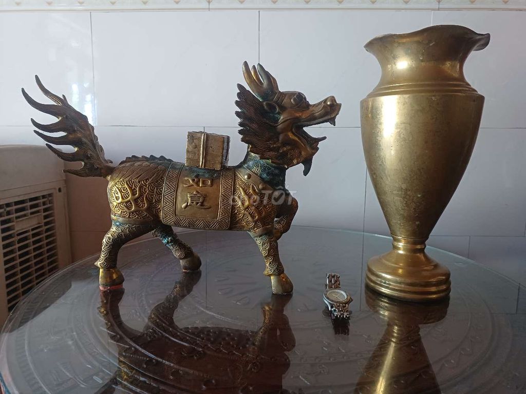 Tượng kỳ lân, bình hoa đồng, đồng hồ Algin. Mua bán Đồng hồ tại Huyện Hòa Vang Đà Nẵng được đăng bởi Mai Quang Trung hình 1