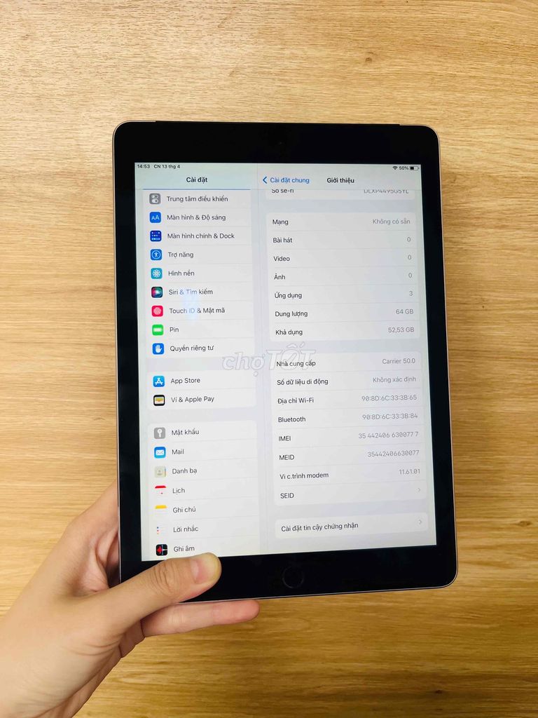 iPad Air2 _ 64gb _ 4G + Wf   Máy zin đẹp _ Pin cao. Mua bán Máy tính bảng tại Quận Liên Chiểu Đà Nẵng được đăng bởi chút hình 4