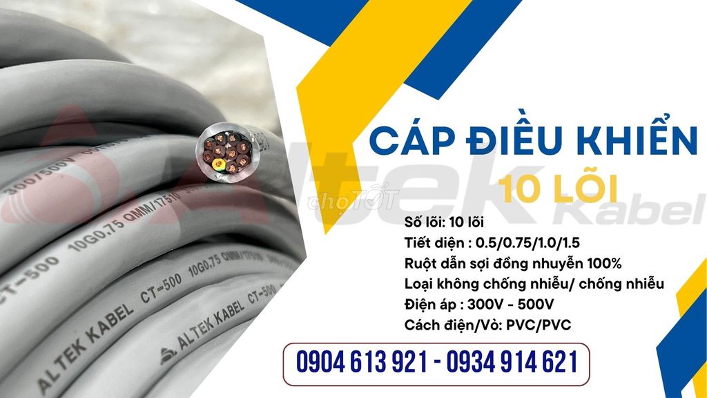 Cáp điều khiển Altek Kabel 10 lõi CT-500 10G0.5QMM. Mua bán Đồ dùng văn phòng tại Quận 6 Tp Hồ Chí Minh được đăng bởi Nhật Anh Dây Cáp  hình 1