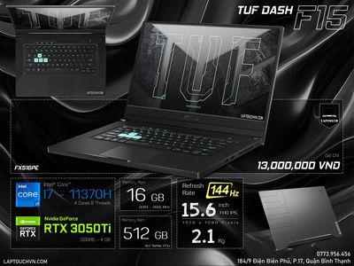 Asus TUF DASH F15 FX516PE [ RTX 3050Ti - 4 GB ]