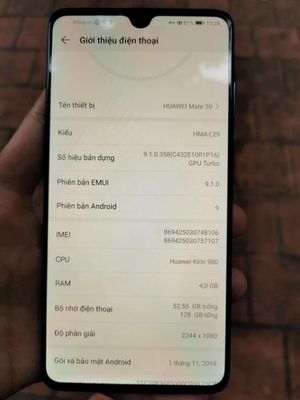 Huawei mate 20 4/128 quốc tế. Mua bán Điện thoại tại Huyện Quốc Oai Hà Nội được đăng bởi haluloki