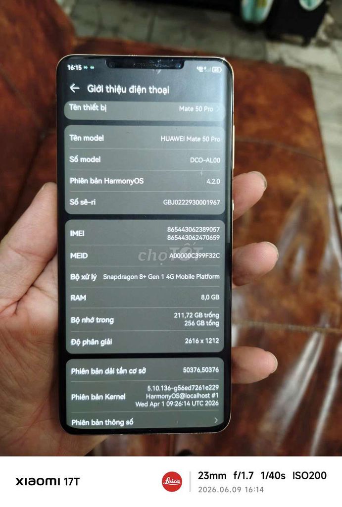 Huawei Mate 50 Pro 256GB Cam. Mua bán Điện thoại tại Thành phố Thủ Đức Tp Hồ Chí Minh được đăng bởi win hình 1