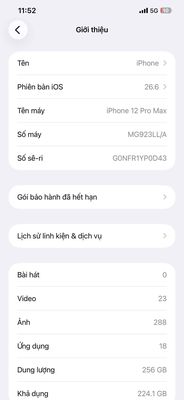 Apple iPhone 12 Pro Max 256GB Trắng Bể kính lưng