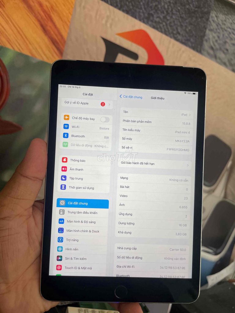 Apple iPad mini 4 16GB Xám 4G. Mua bán Máy tính bảng tại Quận Tân Phú Tp Hồ Chí Minh được đăng bởi Phan Tien Sỹ hình 1