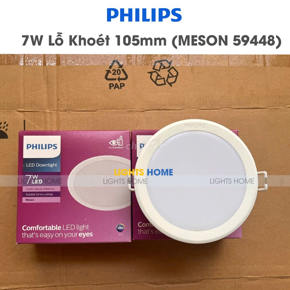 Đèn âm trần 7W phi 105mm Philips giá rẻ