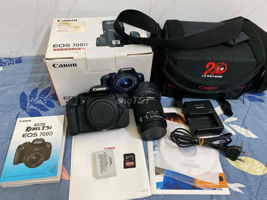 Combo Canon 700D lens 18-55is stm Full box đẹp