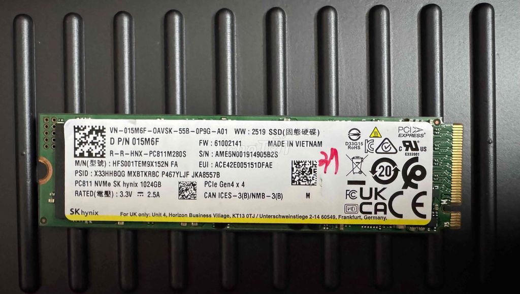 Bán SSD 1TB SK Hynix, Gen 4. Mua bán Linh kiện (RAM, Card...) tại Quận Bắc Từ Liêm Hà Nội được đăng bởi le hung hình 1