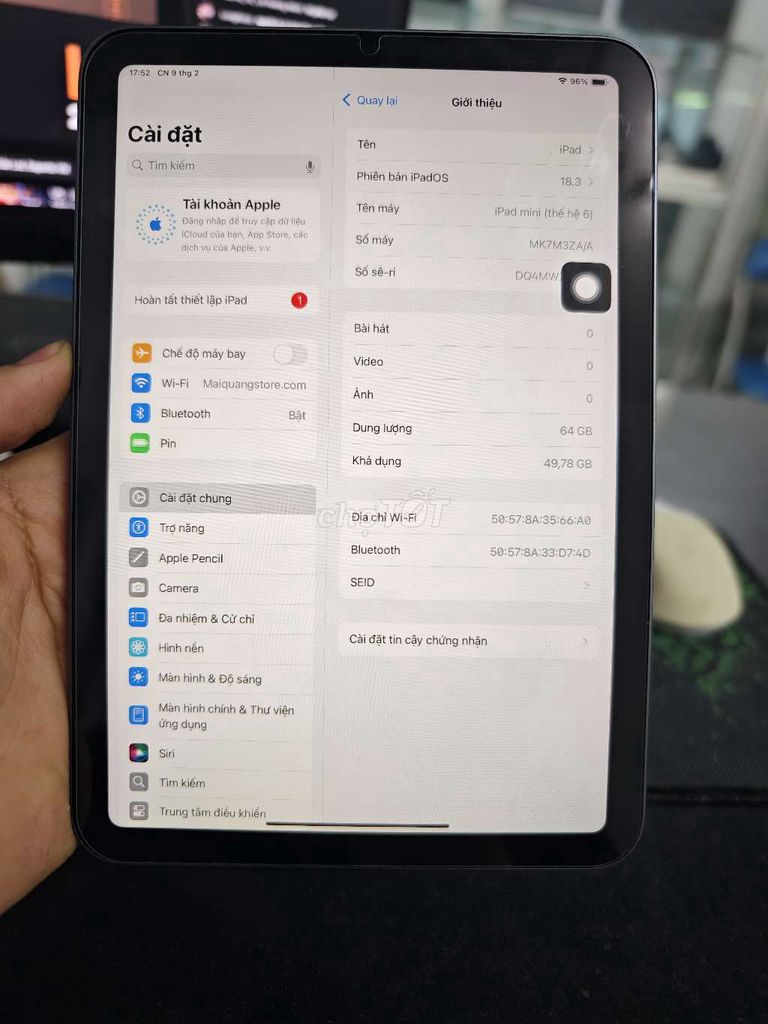 Ipad mini 6 64g pin 87% đẹp 99%