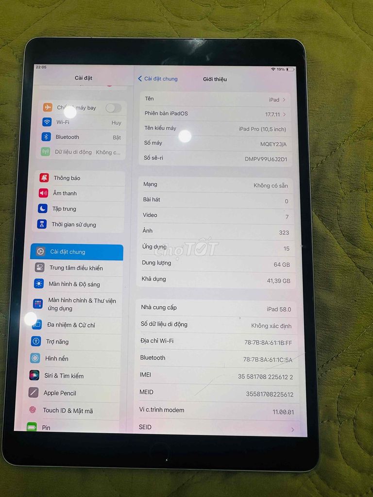 Apple iPad Pro 10.5 inch 64GB Bạc. Mua bán Máy tính bảng tại Huyện Long Thành Đồng Nai được đăng bởi Dung Hoàng hình 1
